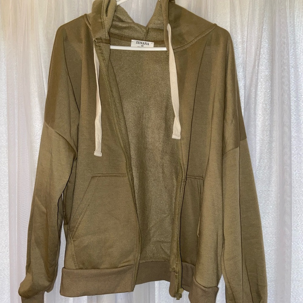 NWOT ZENANA ZIPPED HOODED SWEATSHIRT - Picture 3 of 10